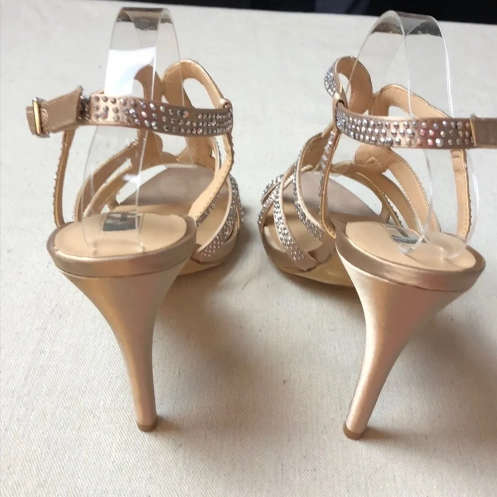 INC‎ Stunning Strappy Embellished Metallic Heels 10